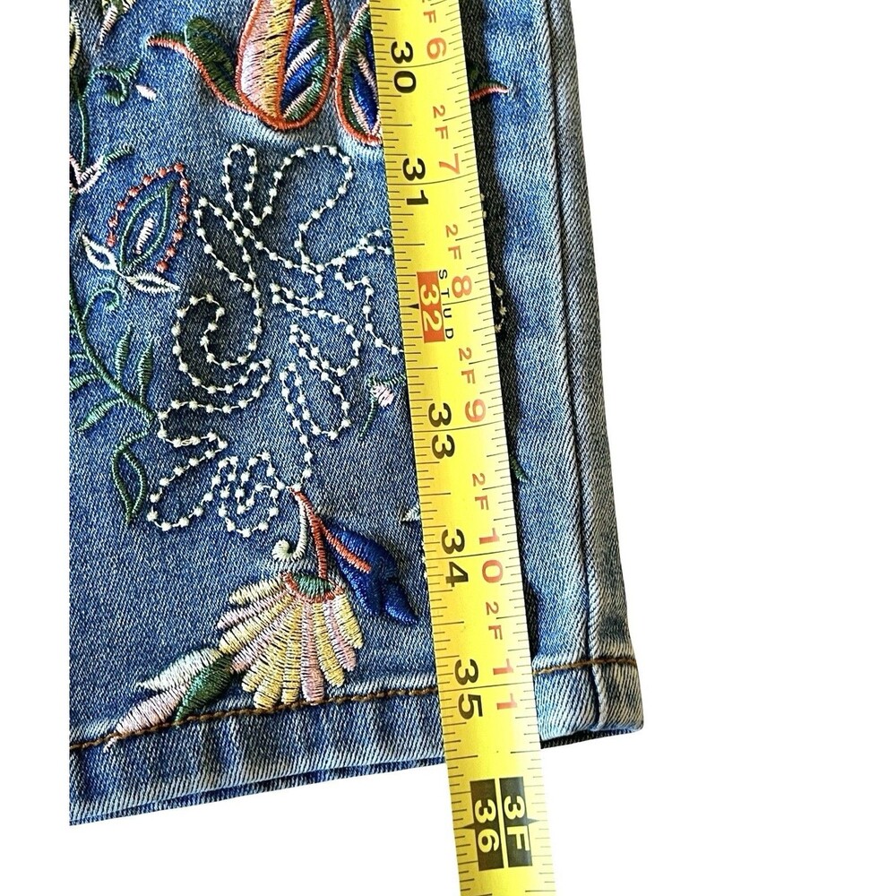 DG2 Diane Gilman Embroidered Floral Paisley Stretch Skinny Ankle Jeans Womens 4P - Picture 8 of 10